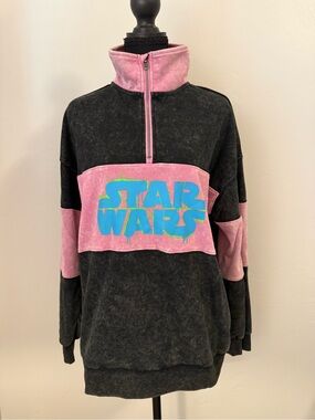 Disney Black & Pink Artist Showcase Pullover with Neon Blue Logo